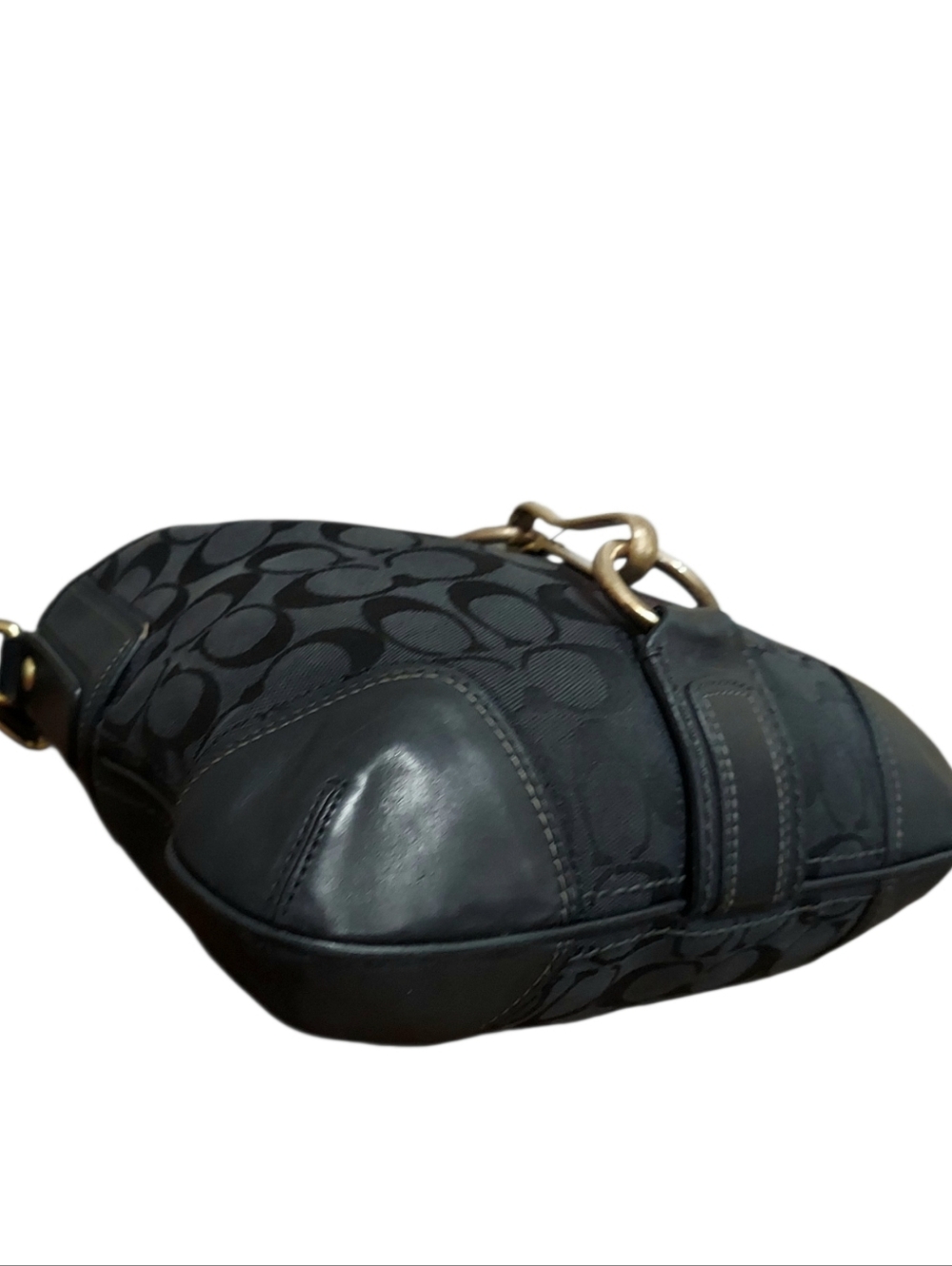 Coach Y2K Vintage 2000 Hamptons Signature Canvas & Leather Hobo Bag W/Brass - Picture 7 of 12